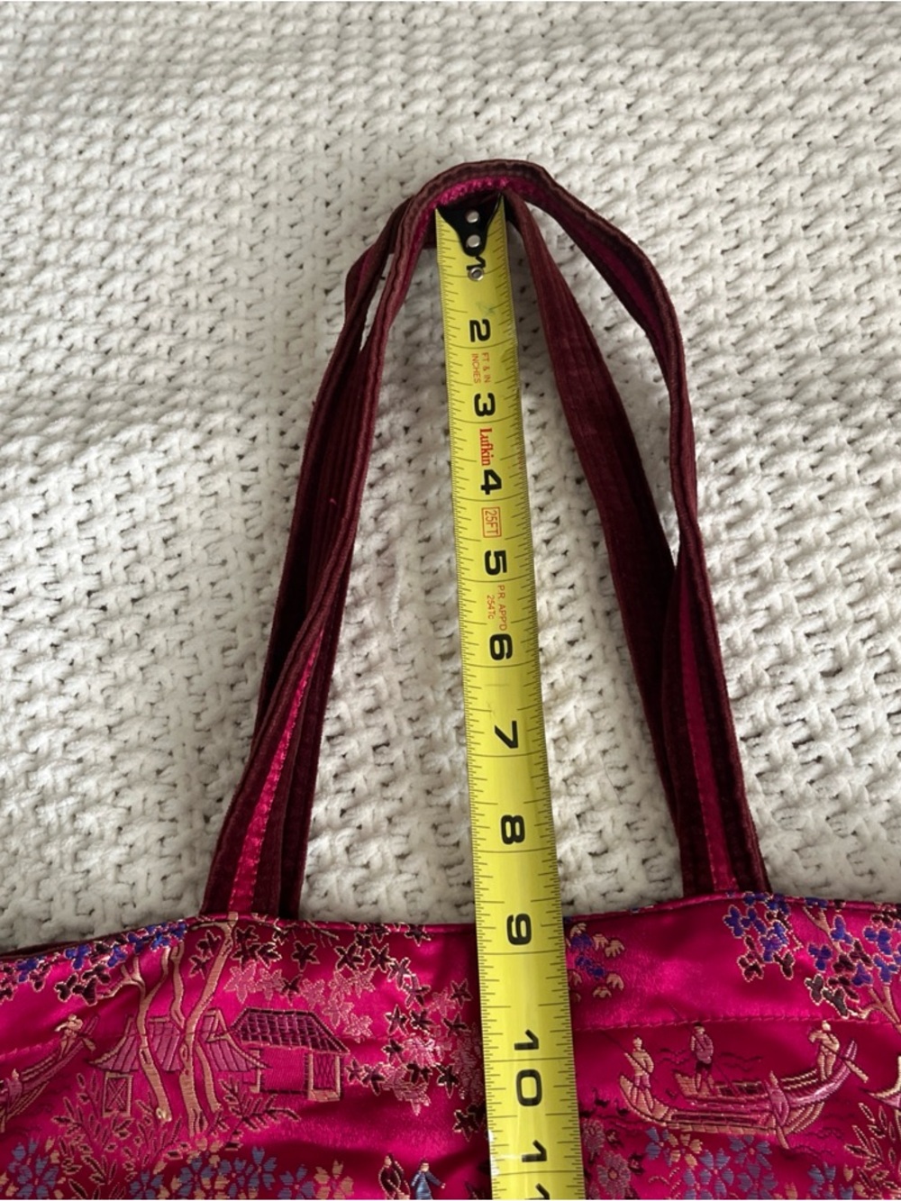 Old Navy Boho Bag Tote Pink Y2k Cotton Polyester Velvet Sateen Chinese Floral - Picture 15 of 16